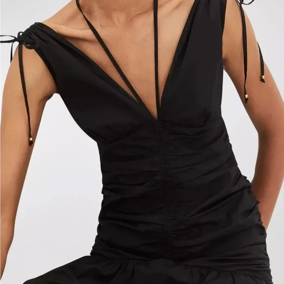 NWT Veronica Beard Perrin Ruched High-Low  Maxi Black Dress - Picture 5 of 10